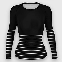 Рашгард женский Чёрный в белую тонкую полоску, цвет: 3D-принт