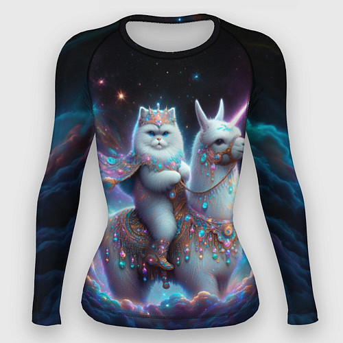 Женский рашгард Персидский кот верхом на альпаке / 3D-принт – фото 1