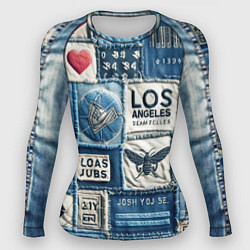 Рашгард женский Лос Анджелес на джинсах-пэчворк, цвет: 3D-принт