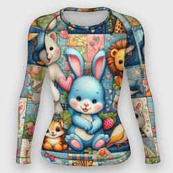 Рашгард женский Funny hare and his friends - patchwork, цвет: 3D-принт