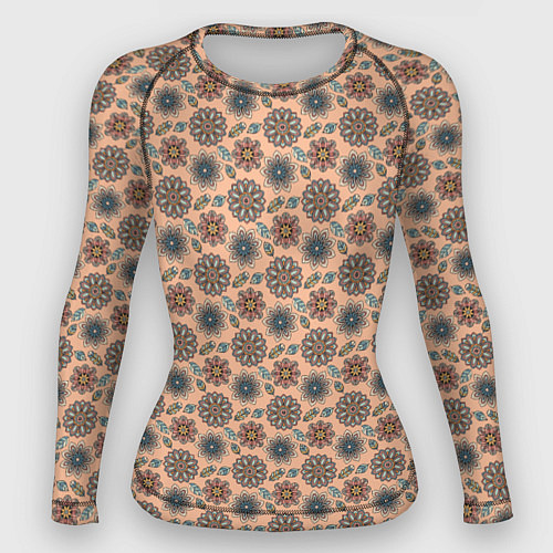 Женский рашгард Цветочный узор в стиле бохо / 3D-принт – фото 1