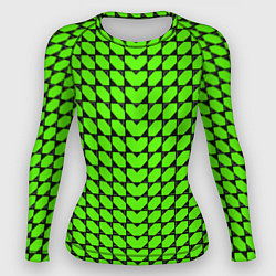 Рашгард женский Зелёные лепестки шестиугольники, цвет: 3D-принт