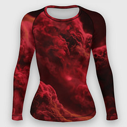 Рашгард женский Красный густой дым инферно - inferno red, цвет: 3D-принт