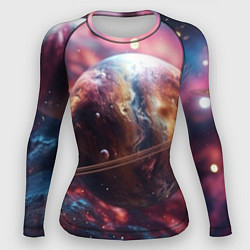 Рашгард женский Объемный космос и планеты, цвет: 3D-принт