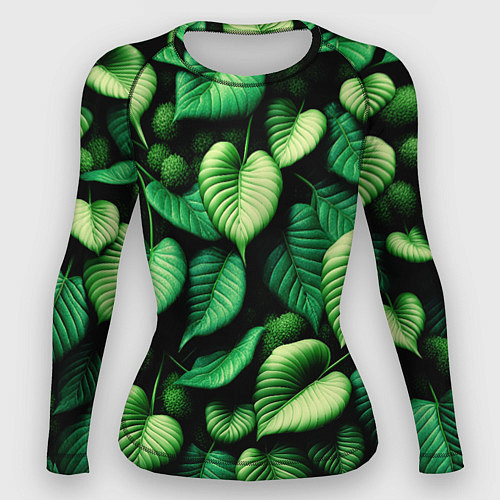 Женский рашгард Зеленые листья и мох / 3D-принт – фото 1