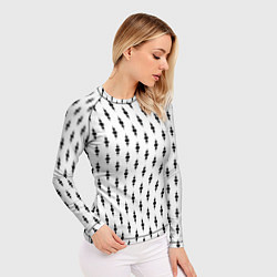 Рашгард женский Белый в чёрный горошек узором, цвет: 3D-принт — фото 2