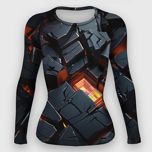 Женский рашгард Черные камни с разломами / 3D-принт – фото 1