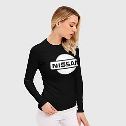 Рашгард женский Nissan logo white, цвет: 3D-принт — фото 2