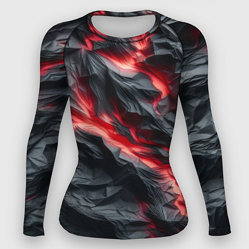 Женский рашгард Раскаленная лава на горных камнях / 3D-принт – фото 1