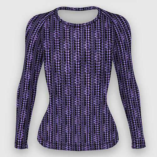 Женский рашгард Чёрно-фиолетовый текстурированный узор / 3D-принт – фото 1