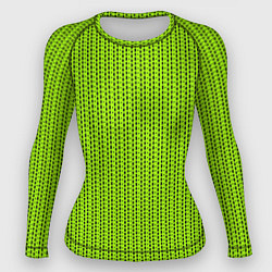 Рашгард женский Ярко-зелёный в маленькие чёрные полоски, цвет: 3D-принт