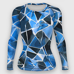 Женский рашгард Чёрно-синяя абстракция и белые полосы