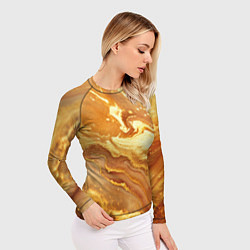 Рашгард женский Жидкое золото текстура, цвет: 3D-принт — фото 2