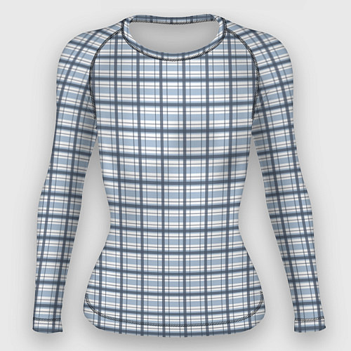 Женский рашгард Светлый бело-синий паттерн клетчатый / 3D-принт – фото 1