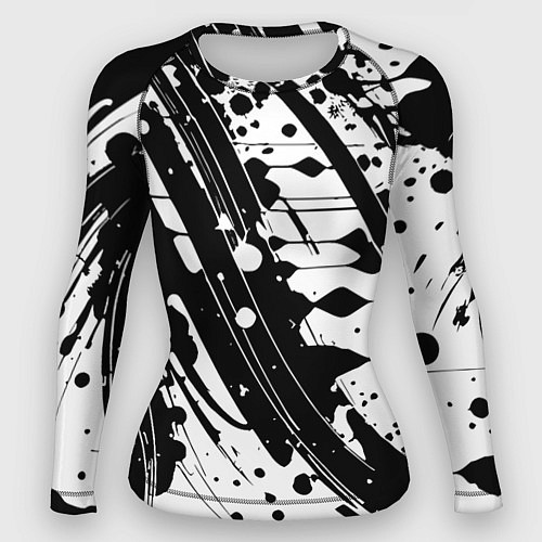 Женский рашгард Чёрно белая абстракция - кляксы / 3D-принт – фото 1