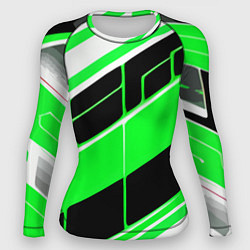 Женский рашгард Зелёно-белые полосы и чёрный фон