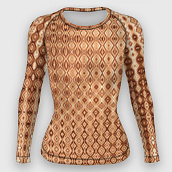Женский рашгард Светлый коричневый абстрактный узор