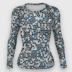 Рашгард женский Паттерн мозаика серый с голубым, цвет: 3D-принт