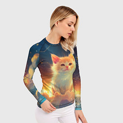 Рашгард женский Котик и космические созвездия, цвет: 3D-принт — фото 2