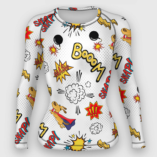Женский рашгард Комикс изображение с собакой pop art / 3D-принт – фото 1