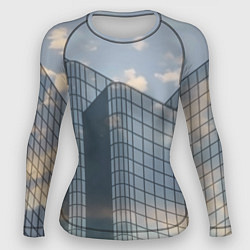 Рашгард женский Городское небо и зеркальная многоэтажка, цвет: 3D-принт