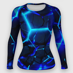 Женский рашгард Яркие голубые неоновые плиты в разломе