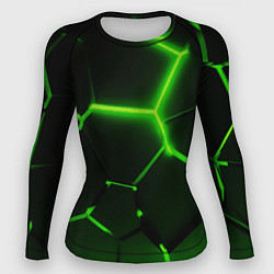 Женский рашгард Темные зеленые неоновые плиты в разломе