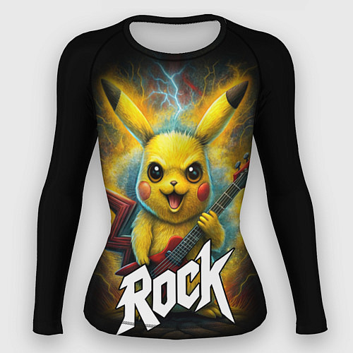 Женский рашгард Пикачу рокер с электрогитарой / 3D-принт – фото 1