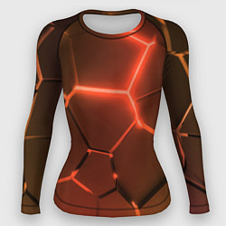 Женский рашгард Оранжевые неоновые плиты в разломе