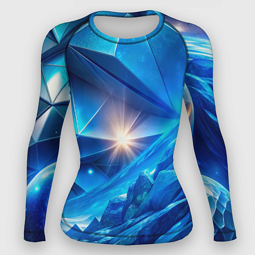Женский рашгард Синяя объемная абстракция со вспышкой / 3D-принт – фото 1