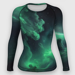 Рашгард женский Зелёная космическая туманность, цвет: 3D-принт