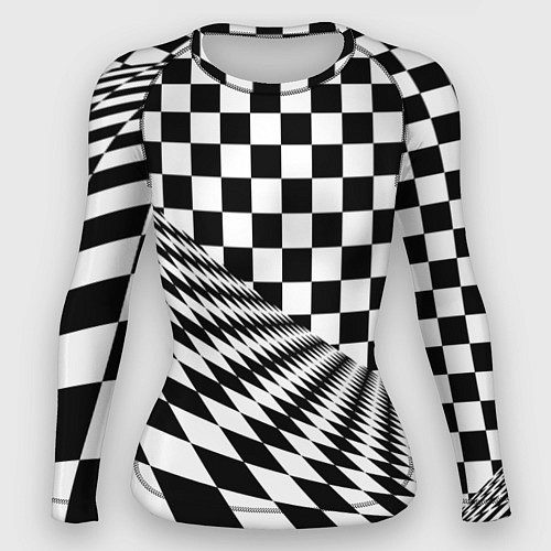 Женский рашгард Шахматная психоделика иллюзия / 3D-принт – фото 1