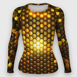 Рашгард женский Металлические соты - роскошный блеск золота, цвет: 3D-принт