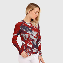 Рашгард женский Геометрическая абстракция линии на красном, цвет: 3D-принт — фото 2