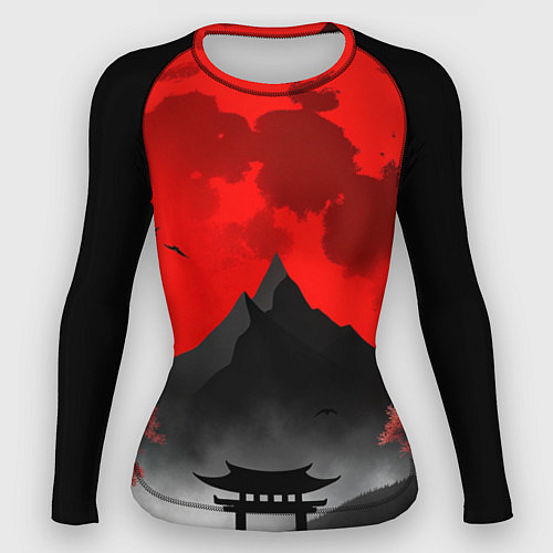 Женский рашгард Черная гора Японии на закате / 3D-принт – фото 1