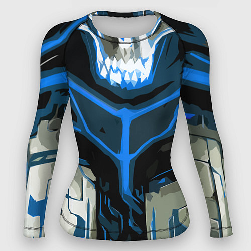 Женский рашгард Blue stripes on a black and white background / 3D-принт – фото 1