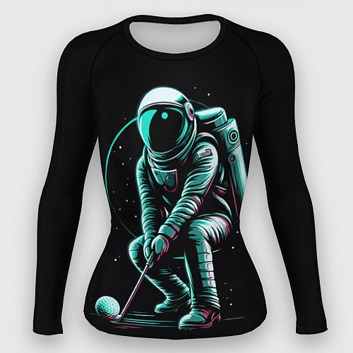 Женский рашгард Космонавт играет в гольф / 3D-принт – фото 1