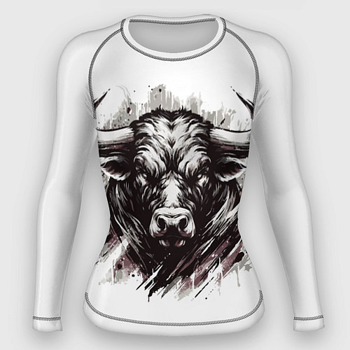 Женский рашгард Гранж - портрет быка: голова / 3D-принт – фото 1