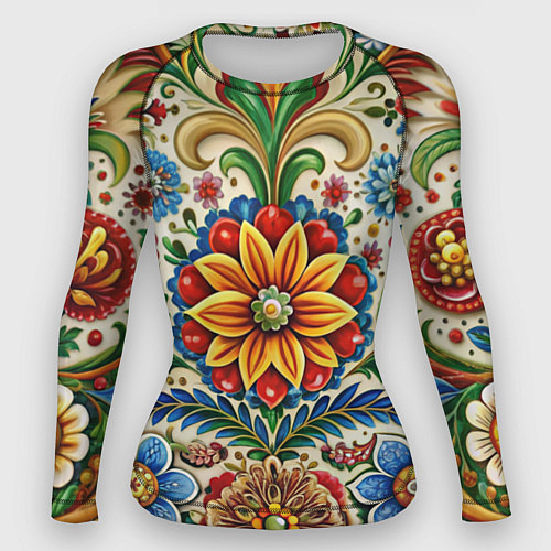Женский рашгард Русские классические узоры и орнамент / 3D-принт – фото 1