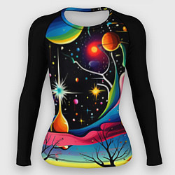 Рашгард женский Необычная планета и космос в стиле Сальвадор Дали, цвет: 3D-принт