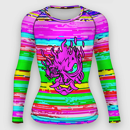 Женский рашгард Cyberpunk 2077 радужные полосы / 3D-принт – фото 1