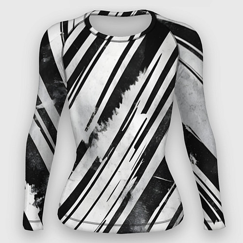 Женский рашгард Платиновые и черные полосы / 3D-принт – фото 1
