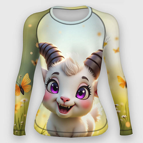 Женский рашгард Козлёнок на лугу / 3D-принт – фото 1