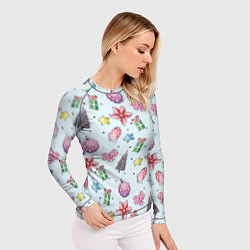 Рашгард женский Новогодний фон, цвет: 3D-принт — фото 2