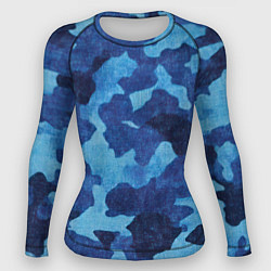 Рашгард женский Синий камуфляж, цвет: 3D-принт