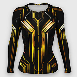 Женский рашгард Золотые полосы на чёрном фоне