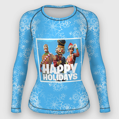 Женский рашгард Happy Holidays - Fortnite Ginger Gunner и Щелкунчи / 3D-принт – фото 1