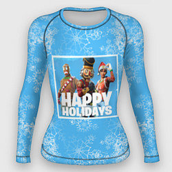 Рашгард женский Happy Holidays - Fortnite Ginger Gunner и Щелкунчи, цвет: 3D-принт
