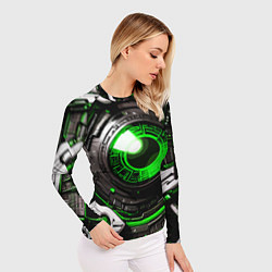 Рашгард женский Зелёная сфера киберпанк, цвет: 3D-принт — фото 2