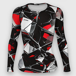 Женский рашгард Красно-белый паттерн на чёрном фоне